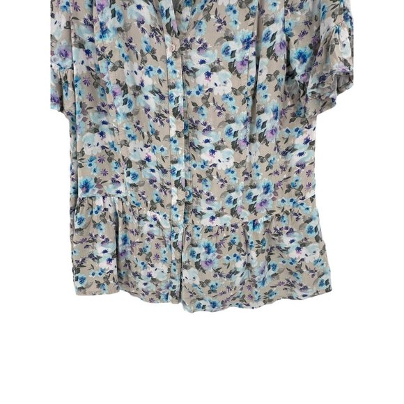 Caffe Marrakesh Women Small Short Sleeve Button Up Flowy Blouse Ruffle‎ Sleeve - Picture 5 of 8